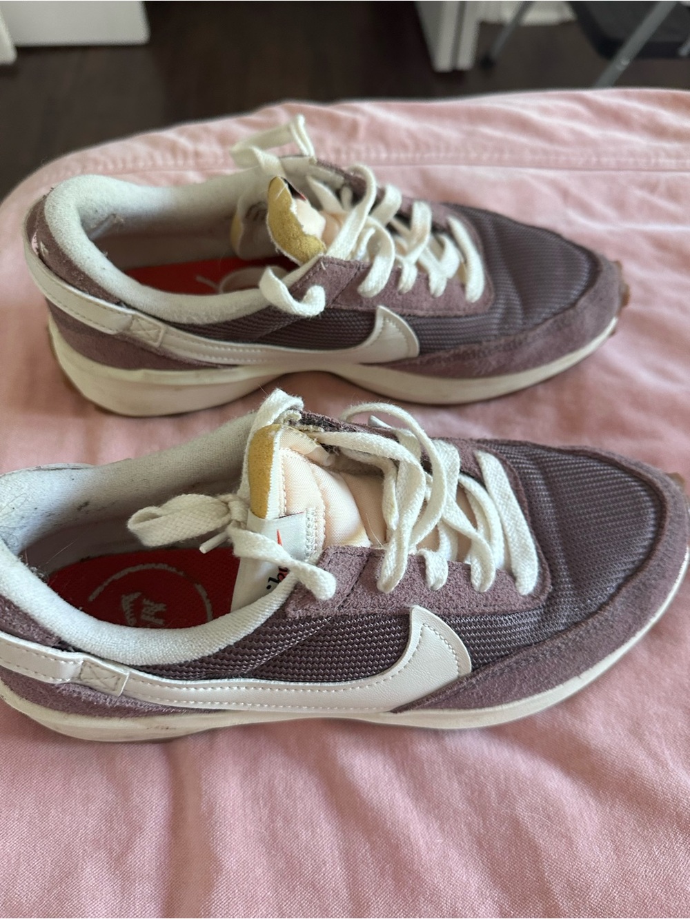 Nike Mauve and White Retro Runner Sneakers